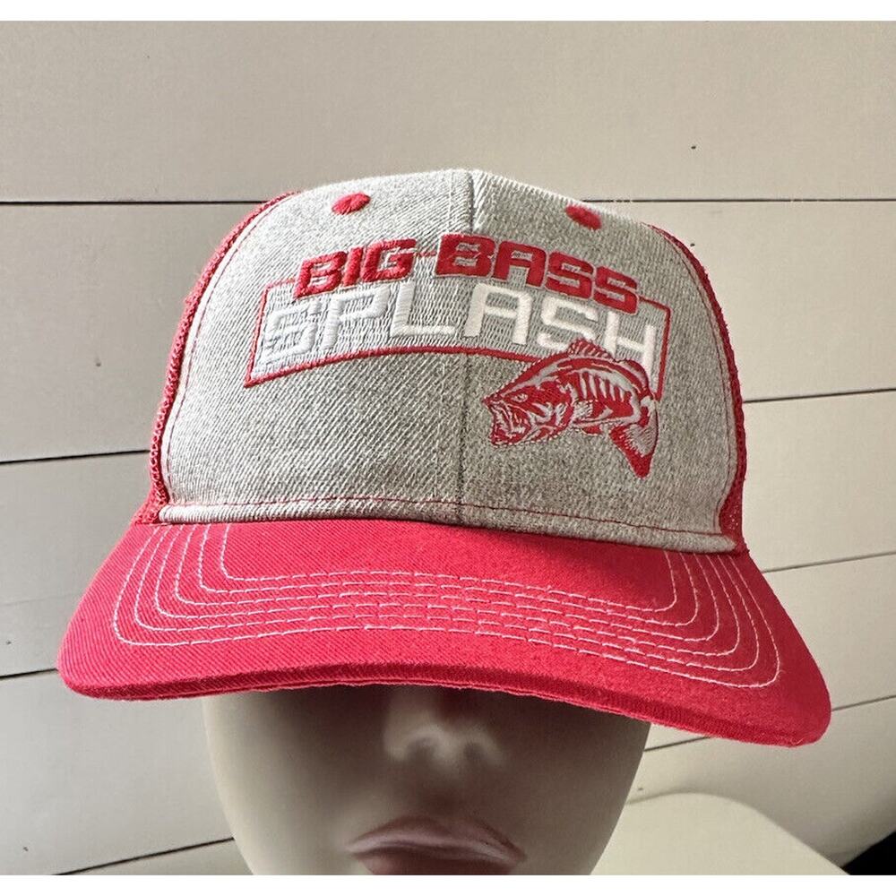 Big Bass Splash Texas Logo Red Gray Snapback Mesh Hat
